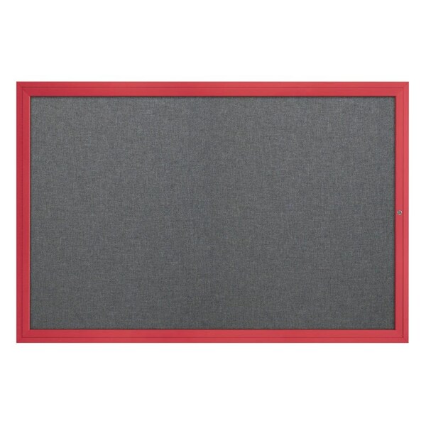 Slim Enclosed Corkboard, 24"x36", Satin Alum Frame/Rubber